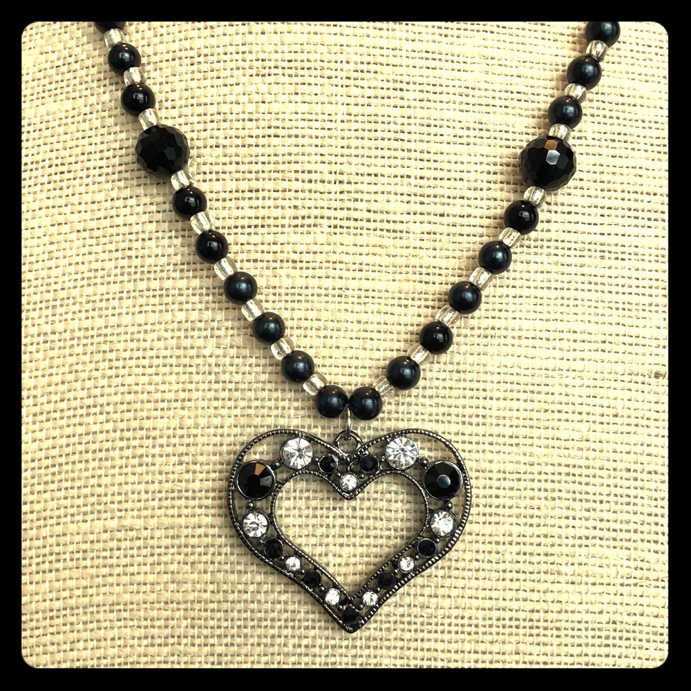 Heart Necklace Black